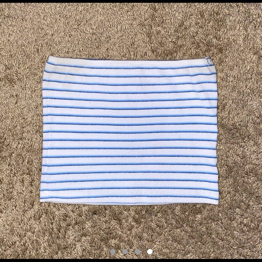 Blue/Black Striped White Tube Top